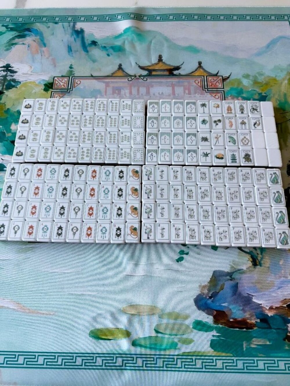 American Mahjong Tiles NEW, Featuring White Lotus as Dots, Tortoise FASTDELIVERY